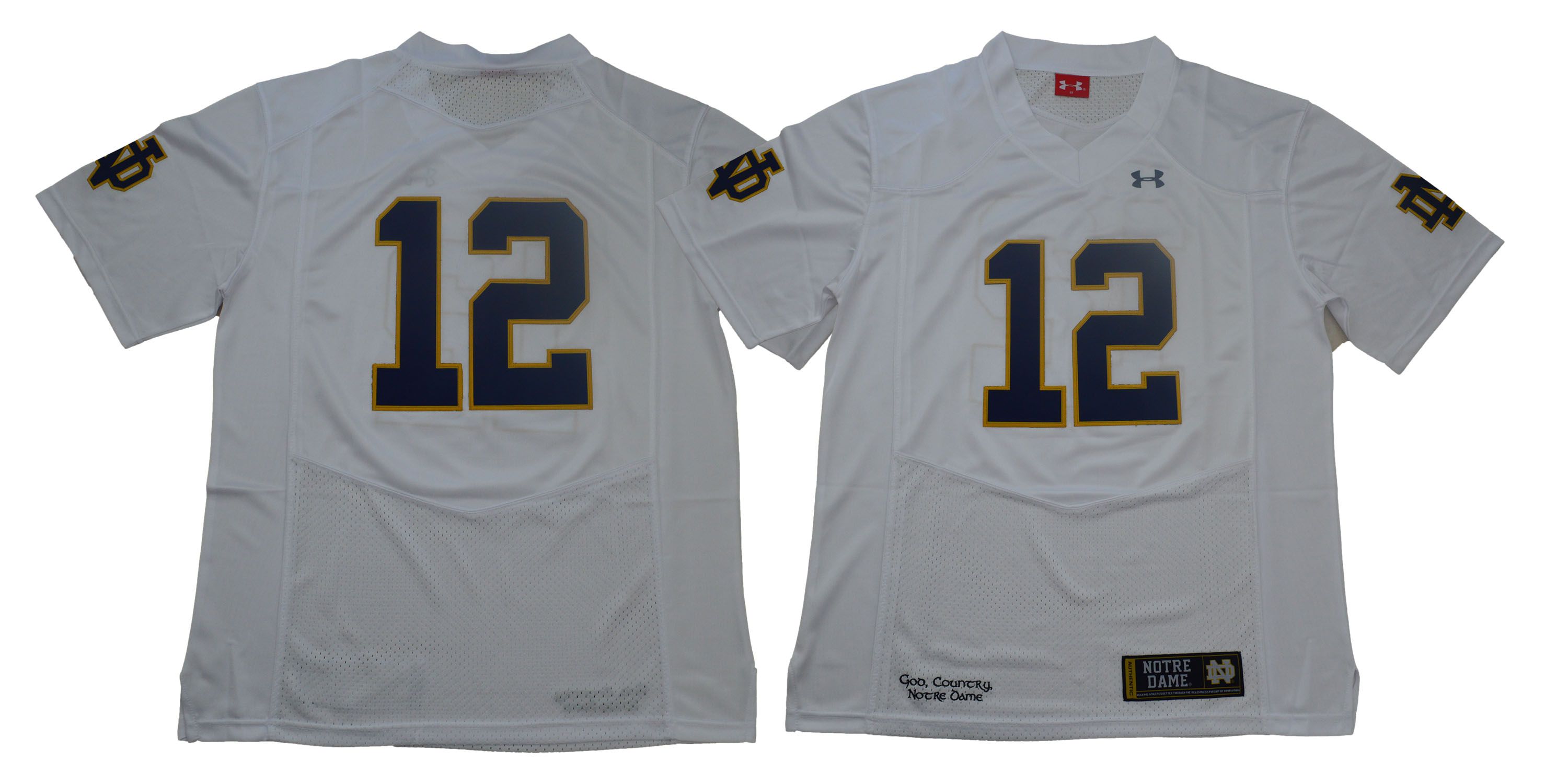 Men Norte Dame Fighting Irish #12 No name White Stitched NCAA Jersey